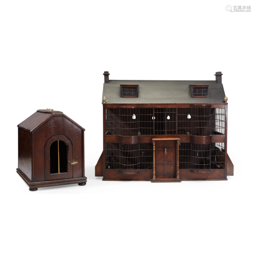 Victorian house-form mahogany and wirework bird…