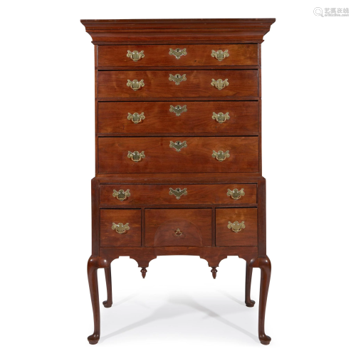 Queen Anne mahogany high chest , Connecticut, mid…