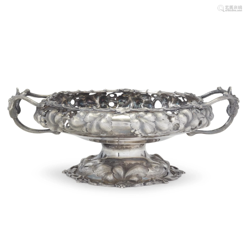 Silver repoussé two-handled footed bowl, Jones, S…