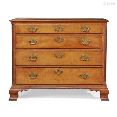 Chippendale figured maple chest of drawers,