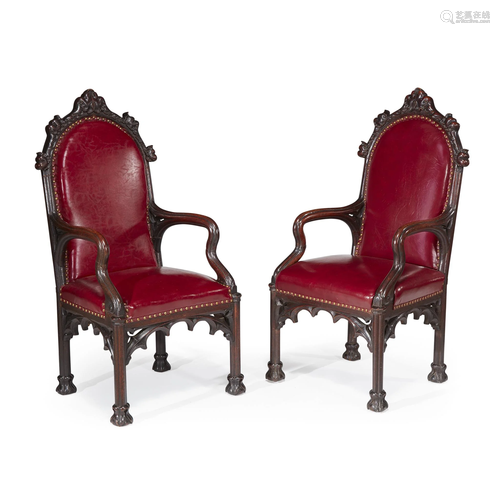 Rare pair of Herrick-Maynard-Hatch Gothic Revival