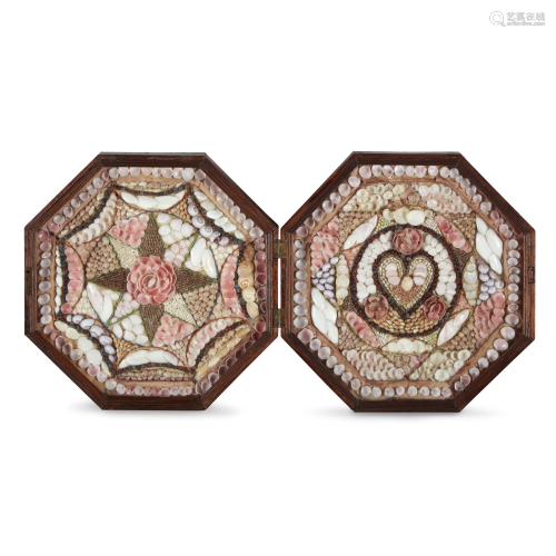 Large double-sided sailor's shellwork valentine,