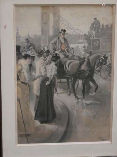 Louis VAN PARYS (? 1896) Animated view of a street…