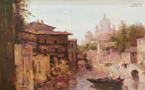 S.LANNES (XX) View of Venice Oil on canvas Signed …