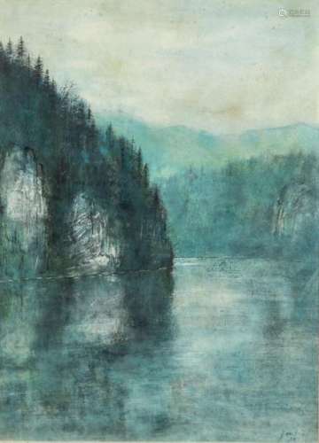 Bernard GANTNER (1928 2018) Lake at the foot of th…