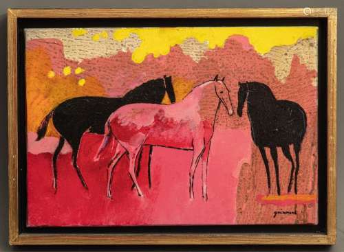 Paul GUIRAMAND (1926 2007) Three horses Acrylic on…
