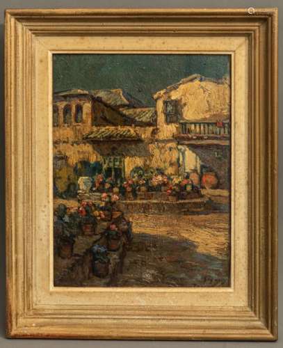 GIGNOUX (20th century) Presumed view of a square i…