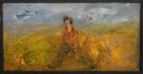 L.ZANINO (XXth century) The walker Oil on canvas S…