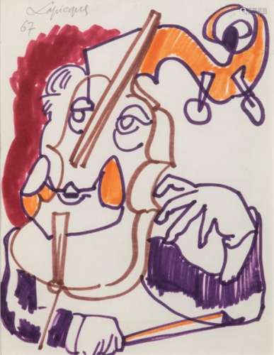 Charles LAPICQUE (1898 1988) The cellist Felts on …