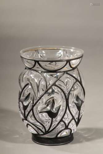 DAUM Ovoid vase in translucent crystal blown in a …