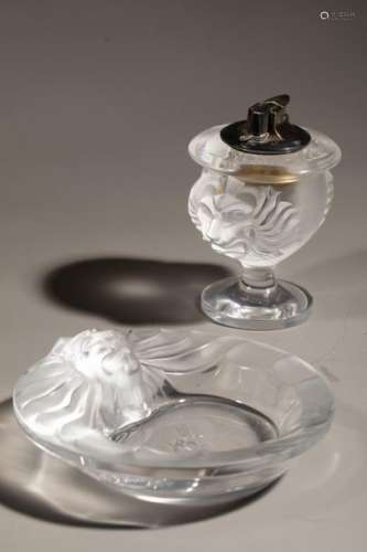 René LALIQUE (1860 1945) Ashtray and lighter in mo…