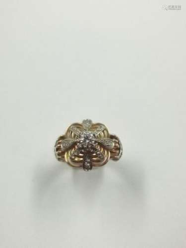 Dome ring in 18k yellow gold with an openwork pyra…