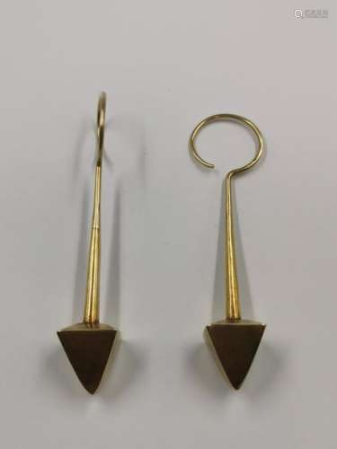 Pair of modernist earrings with triangular pattern…