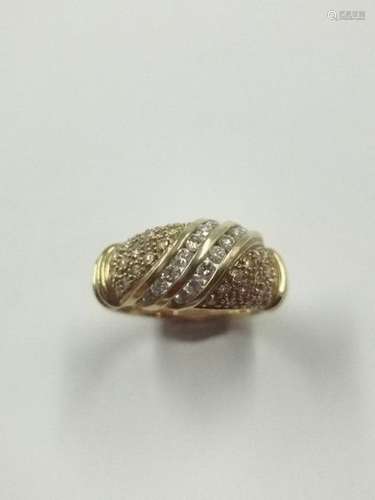 18k yellow gold ring paved with diamonds surmounte…