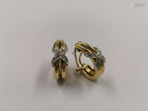 Pair of Creole earrings in 18k yellow gold with di…