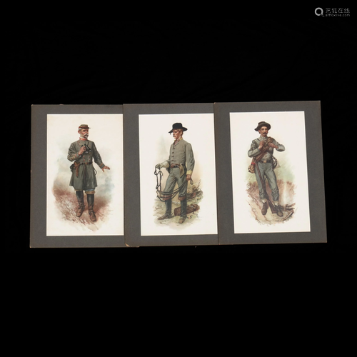 Three Chromolithographs Showing Confederate Uniforms