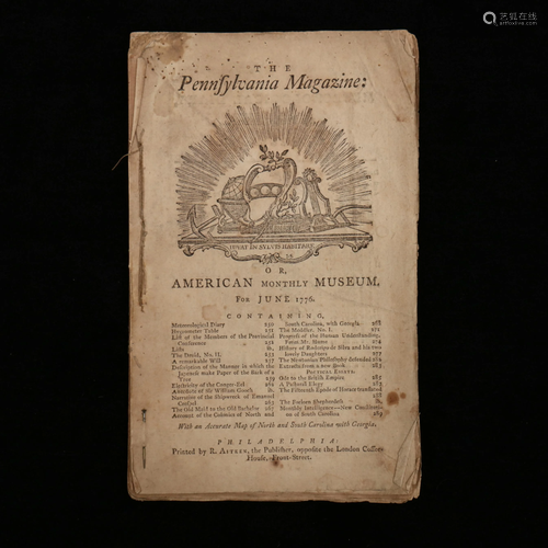 1776 Issue of The Pennsylvania Magazine Annou…