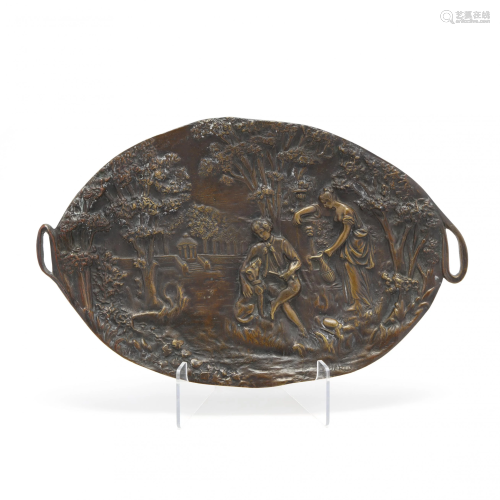 French Bronze Figural Tray