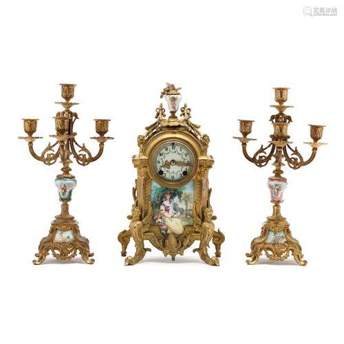 Louis XV Style Clock Garniture