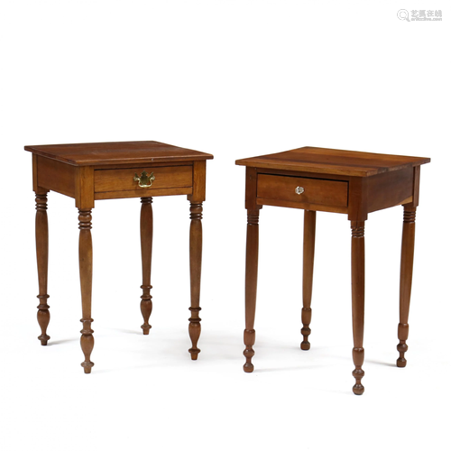 Two American Sheraton Cherry One Drawer Tables