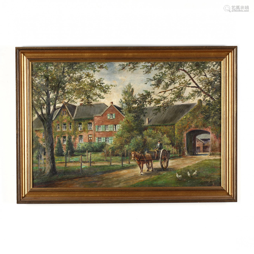 Antique Painting of a German Manor House