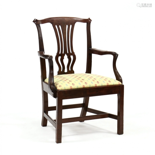 English Chippendale Carved Mahogany Armchair