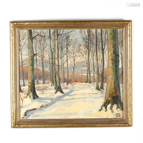 A Vintage American School Painting of a Snowy La…