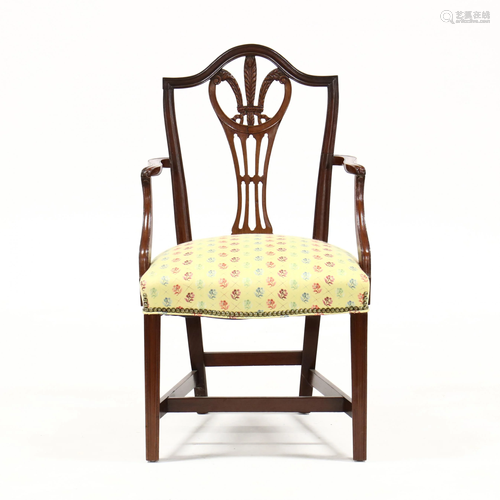 American Hepplewhite Carved Mahogany Armchair