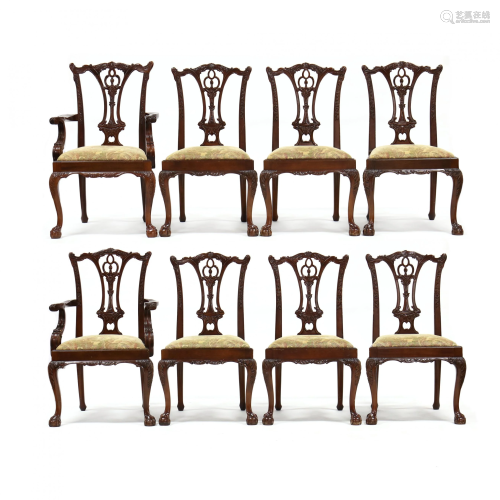 Set of Eight Chippendale Style Carved Ma…