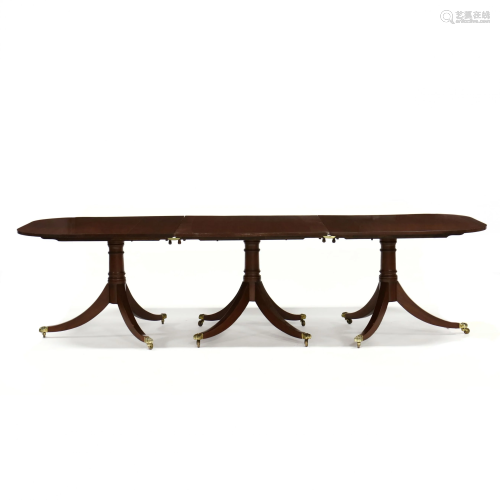 George III Style Triple Pedestal Dining Table