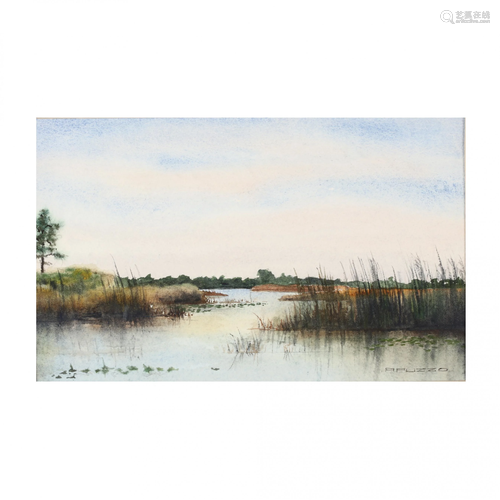 Framed Marsh Watercolor