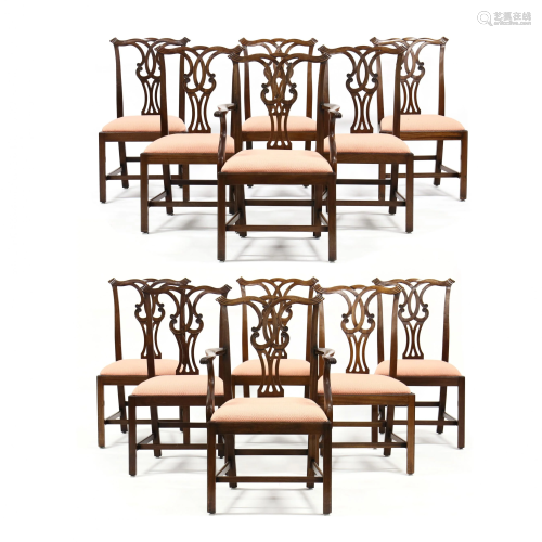 Set of Twelve Chippendale Style Dining Chairs