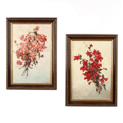 Alexander Dzigurski (CA, 1911-1995), A Pair of Floral