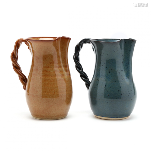 NC Pottery, Two Pitchers, Shelton Pottery