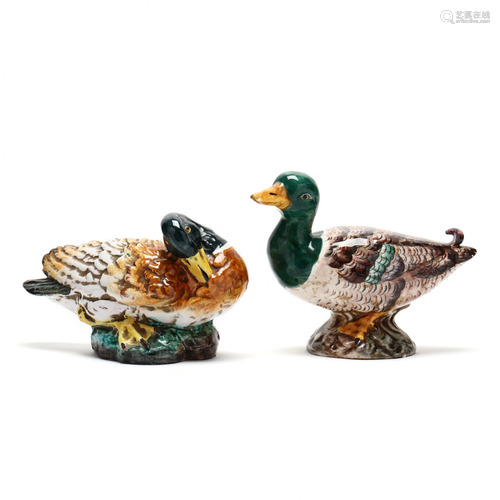 A Pair of Majolica Ducks