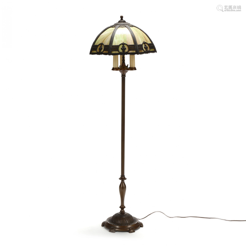 Colonial Premiere, Vintage Slag Glass Floor Lamp