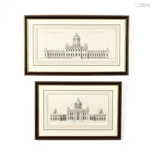 Two Antique Architectural Engravings from Colen