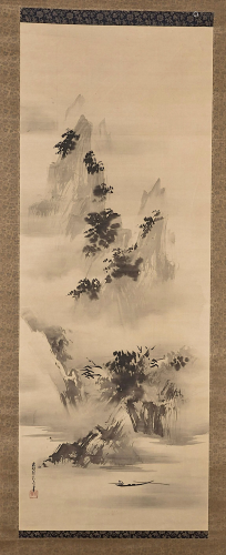 Pair of Antique Japanese Scroll Paintings Attri…
