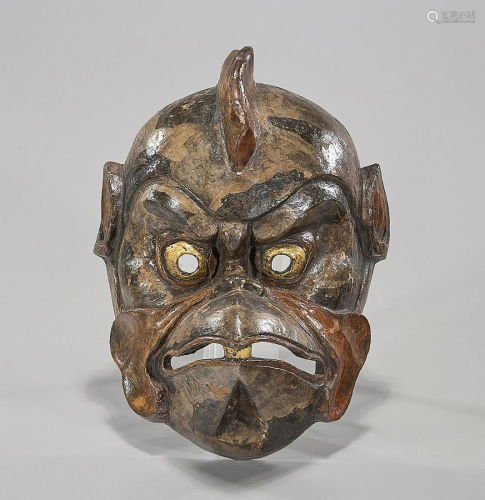 Antique Japanese Laquer Oni Mask