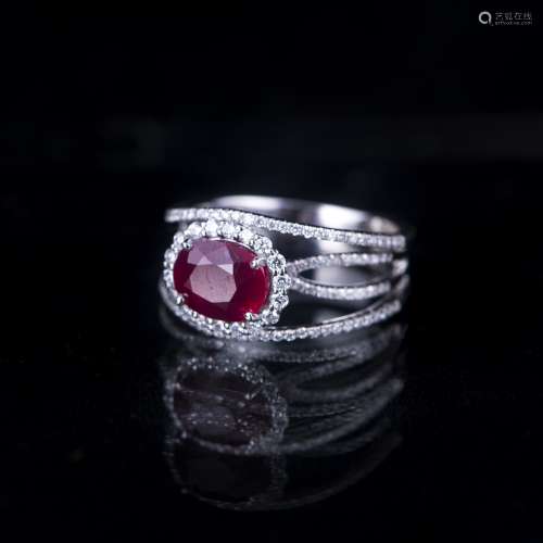 A RUBY & DIAMOND RING, AIG CERTIFIED