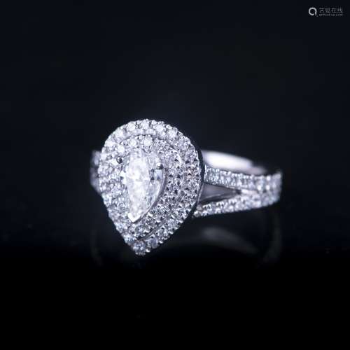 A DIAMOND PLATINUM RING, WITH GIA & GLA CERTIFIED