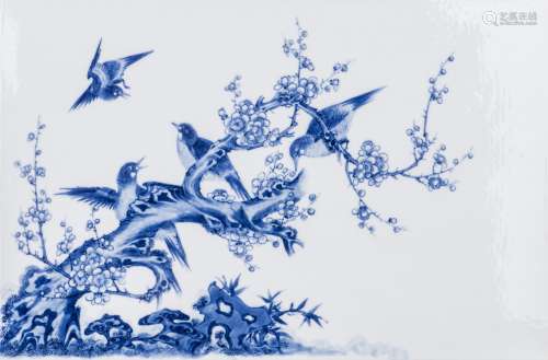 A CHINESE BLUE & WHITE PORCELAIN PLAQUE, QING DYNASTY