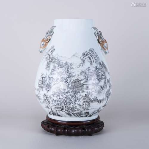 A GRISAILLE-DECORATED 'LANDSCAPE' ZUN VASE, REPUBLIC PERIOD