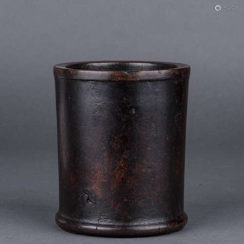 A HARDWOOD HUANGHUALI BRUSH POT, 17TH CENTURY, MING PERIOD