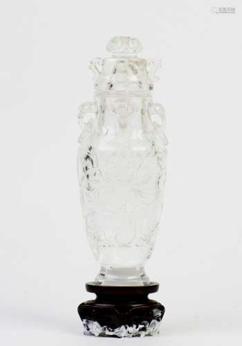 A ROCK CRYSTAL VASE AND COVER, QING DYNASTY