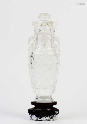 A ROCK CRYSTAL VASE AND COVER, QING DYNASTY