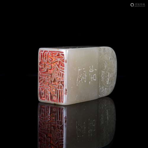 A SHOUSHAN SOAPSTONE SEAL, QING DYNASTY