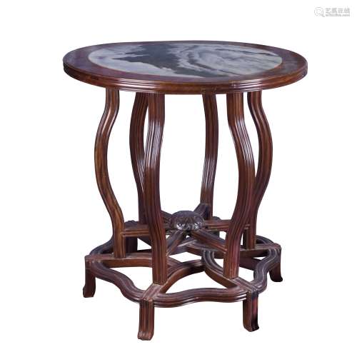 A CHINESE CIRCULAR ROSEWOOD SIDE TABLE