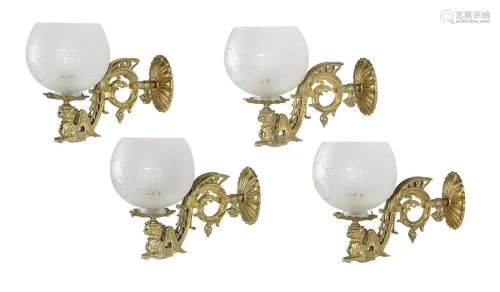 Four Neoclassical-Style Griffin-Molded Sconces
