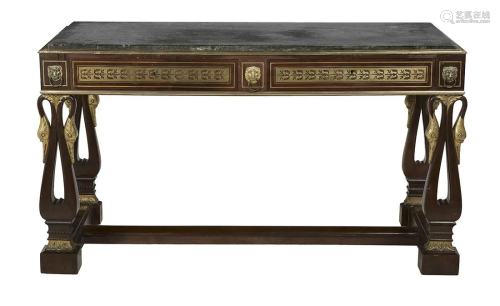 Empire-Style Mahogany and Marble-Top Side Table